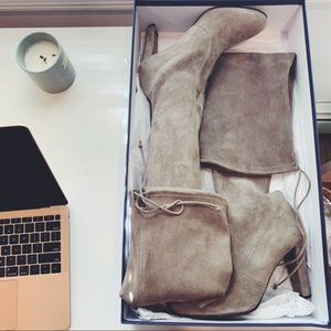 Stuart Weitzman Highline OTK Boots in Taupe